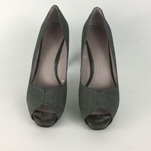 Nine West Herringbone Peep Toe Heels